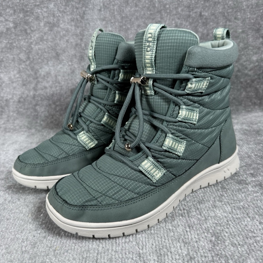 Ryka Senna 3 Boots Women's 6W Green Quilted Lightweight Water Repellent Nylon